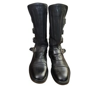 Dr Martens Mad Max Black Leather Buckle Knee High Boots Made in England Size 9